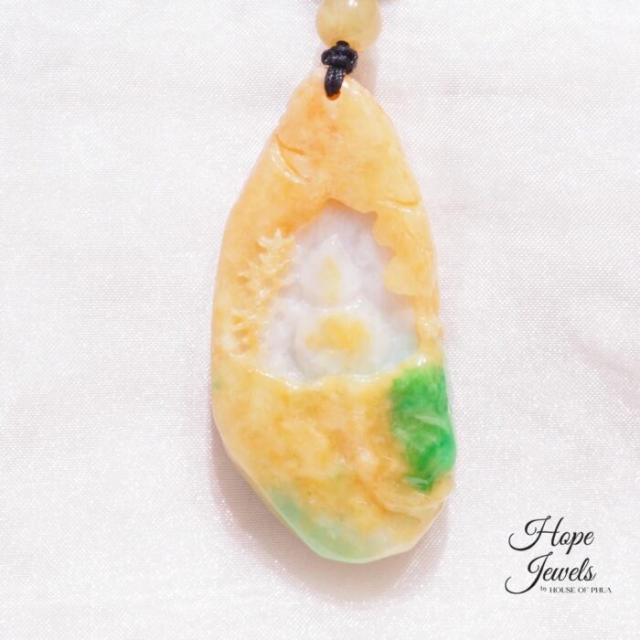 Scenery Jade Pendant with Certificate - Grade A Jadeite - Image 2
