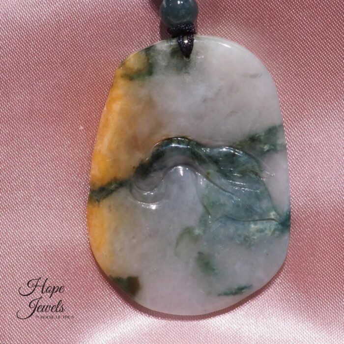 Dragon and Wheel Jade Pendant with Certificate - Grade A Jadeite - Image 2