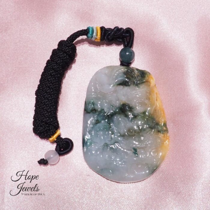 Dragon and Wheel Jade Pendant with Certificate - Grade A Jadeite - Image 3