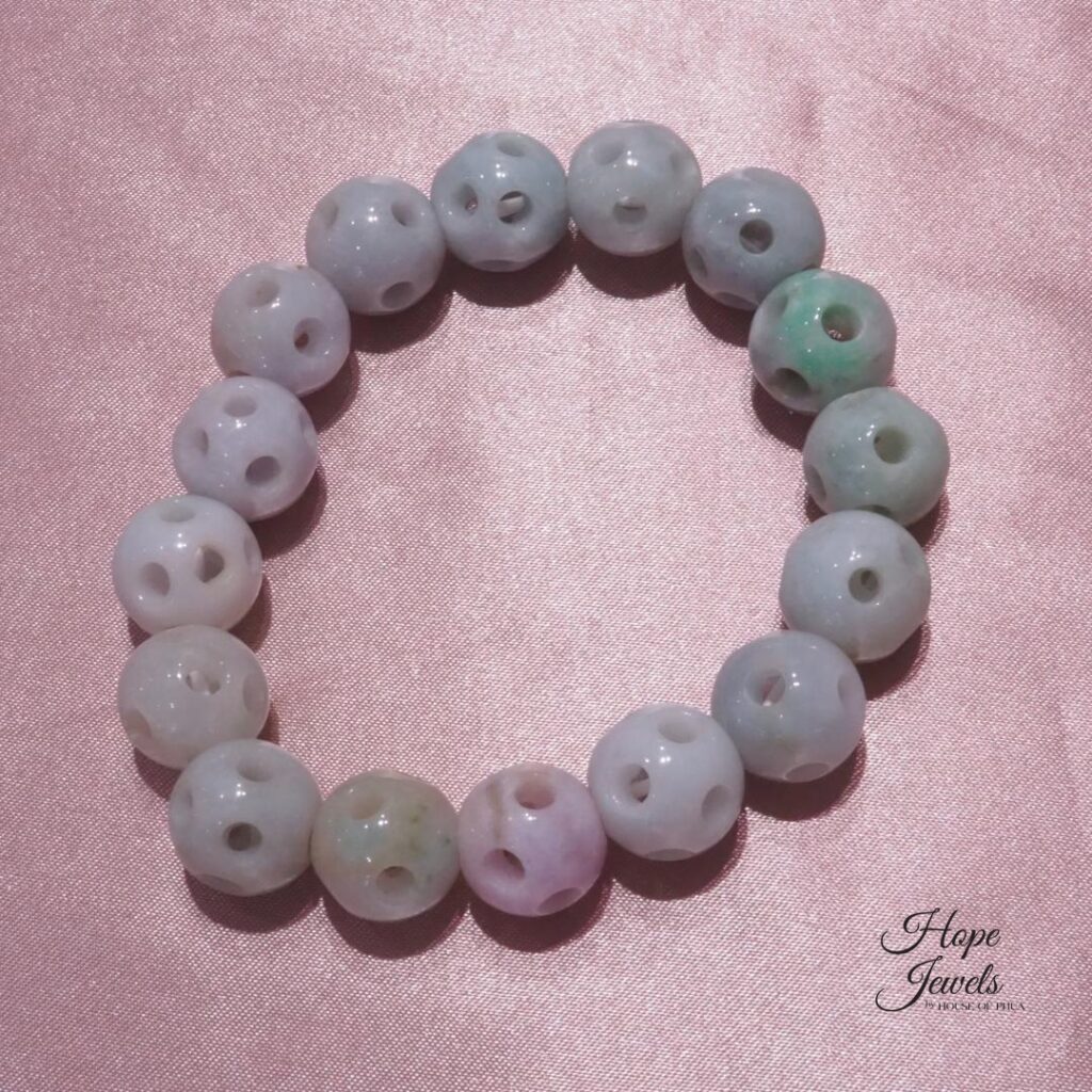 Unique Carved Beads Jade Bracelet - Grade A Jadeite