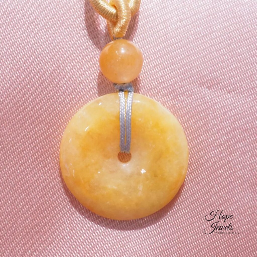 Orange Brown Ping An Kou Jade Pendant - Grade A Jadeite