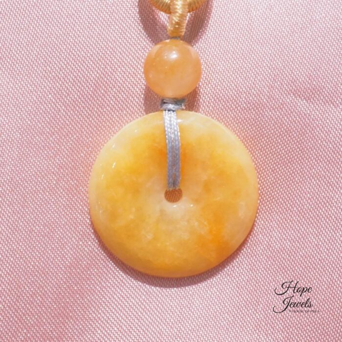 Orange Brown Ping An Kou Jade Pendant - Grade A Jadeite - Image 2