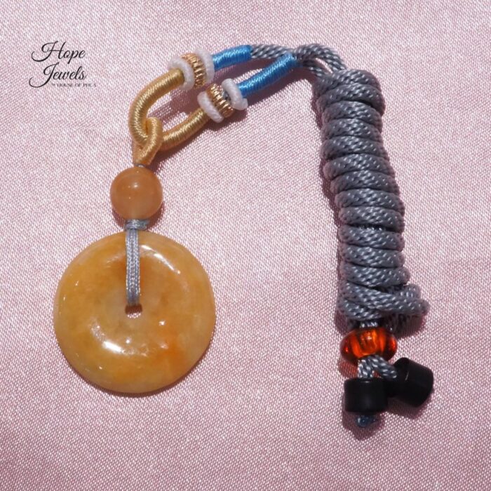 Orange Brown Ping An Kou Jade Pendant - Grade A Jadeite - Image 3