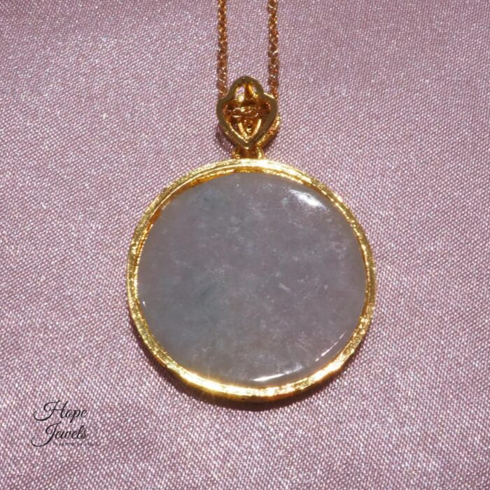 Deer & Gold-Plated Setting Jade Pendant - Grade A Jadeite - Image 2